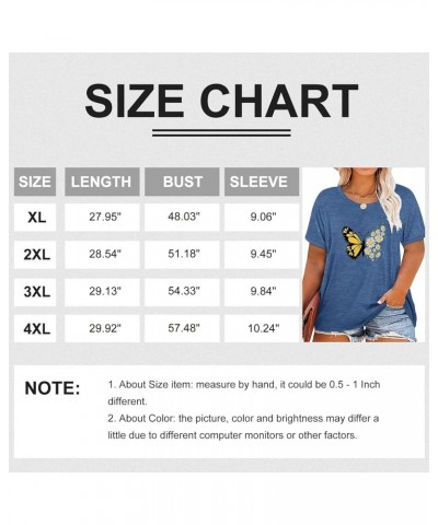 Women Plus Size Tops Daisy Graphic Tee Shirts Casual Cute Dandelion Tshirt Plus Size Clothes Tops D-blue $8.24 Tops