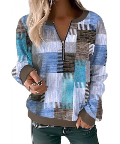 Women's Colorful Half Zip Up Sweatshirt Fall Long Sleeve Casual Loose Oversized Boho Floral Shirt Tops Plus Size Plaid 2 $15....