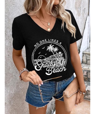 Women Summer Beach Tops Trees Print V Neck Short Sleeve Coconut Tree T Shirt Funny Graphic Tees A-black $10.11 T-Shirts