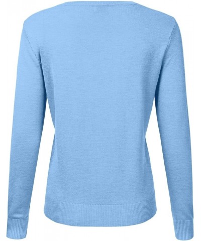 Cardigan Plus Size Women's Round Neck Cardigan Knitted Long Sleeved Large Yards Loose Solid Color Short Nice Sky Blue $11.17 ...