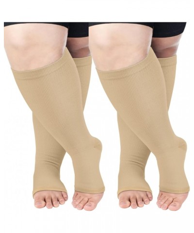 Compression Socks for Women & Men Wide Calf, Plus Size Extra Large Knee High Support Socks 02 Beige(toeless) XX-Large $10.00 ...