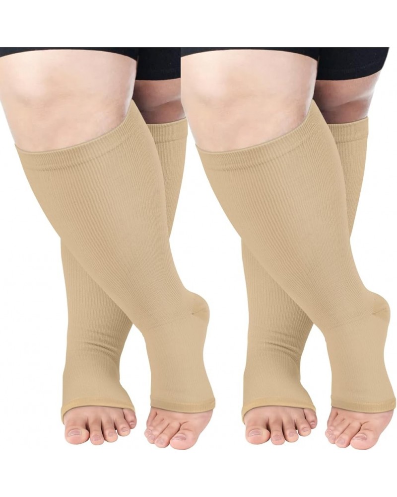 Compression Socks for Women & Men Wide Calf, Plus Size Extra Large Knee High Support Socks 02 Beige(toeless) XX-Large $10.00 ...