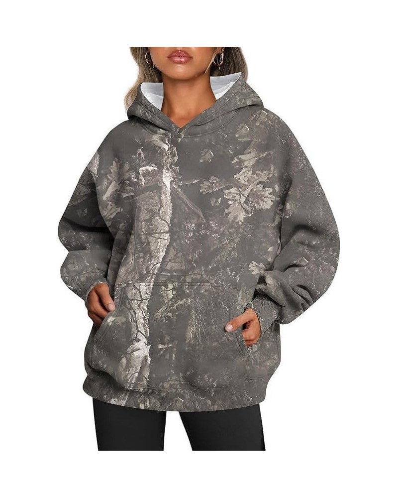 Women's Crewneck Camouflage Maple Leaf Sweatshirt Oversized Cotton Pullover Hoodie with Kangaroo Pocket for Women A2-camo $17...