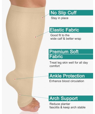 Compression Socks for Women & Men Wide Calf, Plus Size Extra Large Knee High Support Socks 02 Beige(toeless) XX-Large $10.00 ...