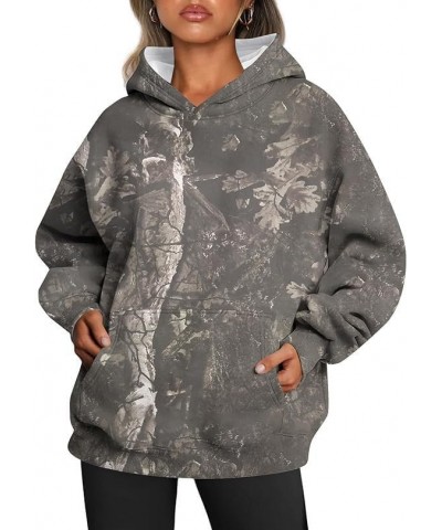 Women's Crewneck Camouflage Maple Leaf Sweatshirt Oversized Cotton Pullover Hoodie with Kangaroo Pocket for Women A2-camo $17...