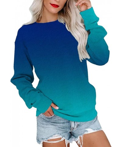 Womens Crewneck Sweatshirt Light Weight Casual Long Sleeve Oversized Pullover Fit Hoodies Fall Tops Blue $14.39 Hoodies & Swe...