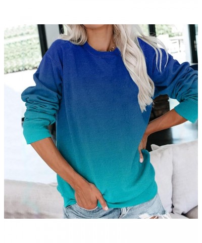 Womens Crewneck Sweatshirt Light Weight Casual Long Sleeve Oversized Pullover Fit Hoodies Fall Tops Blue $14.39 Hoodies & Swe...