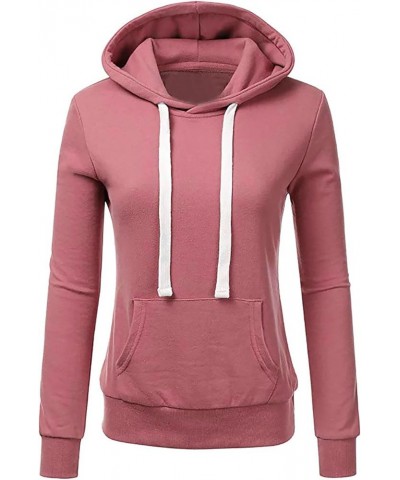 Fall Fashion Hoodies for Women 2023 Y2K Teen Girl Casual Long Sleeve Workout Sweatshirt Pullover Drawstring Clothes Solid01_p...