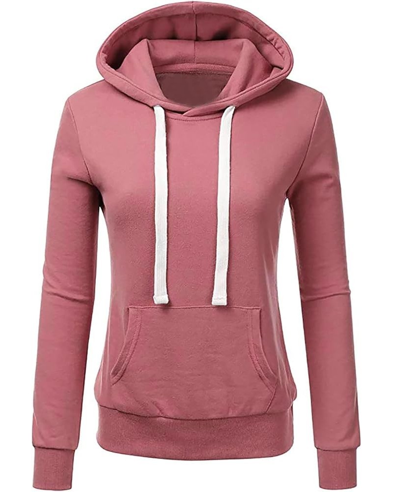 Fall Fashion Hoodies for Women 2023 Y2K Teen Girl Casual Long Sleeve Workout Sweatshirt Pullover Drawstring Clothes Solid01_p...