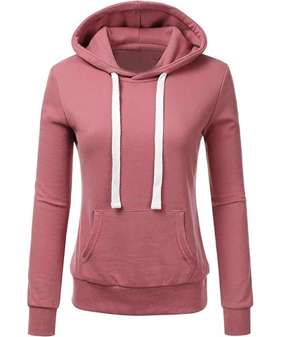 Fall Fashion Hoodies for Women 2023 Y2K Teen Girl Casual Long Sleeve Workout Sweatshirt Pullover Drawstring Clothes Solid01_p...