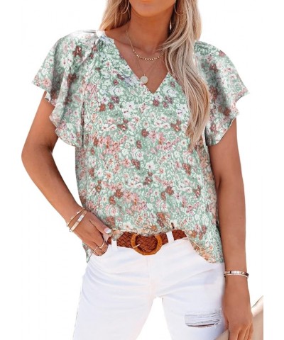 Women's Casual Boho Floral Print V Neck Long Sleeve Loose Blouses Shirts Tops 3 Floral Green $13.46 Blouses