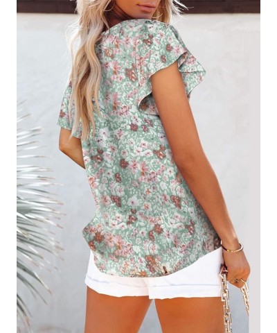 Women's Casual Boho Floral Print V Neck Long Sleeve Loose Blouses Shirts Tops 3 Floral Green $13.46 Blouses