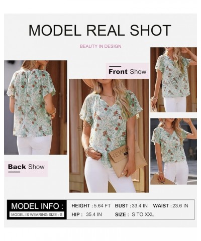 Women's Casual Boho Floral Print V Neck Long Sleeve Loose Blouses Shirts Tops 3 Floral Green $13.46 Blouses