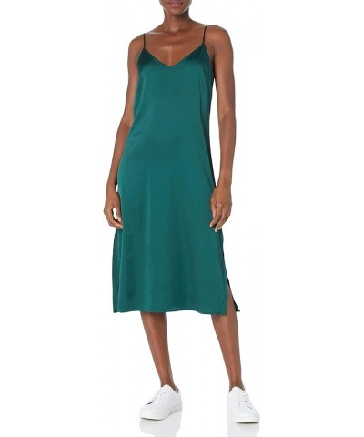 Women's Ana Silky V-Neck Midi Slip Dress Green $23.04 Dresses