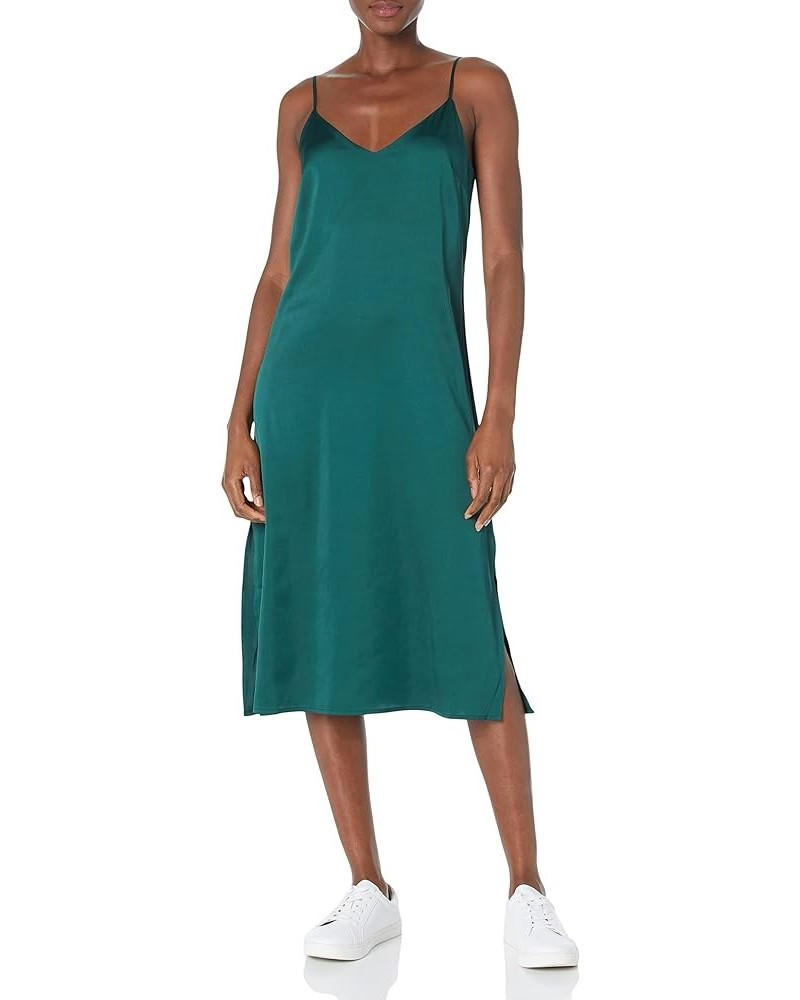 Women's Ana Silky V-Neck Midi Slip Dress Green $23.04 Dresses