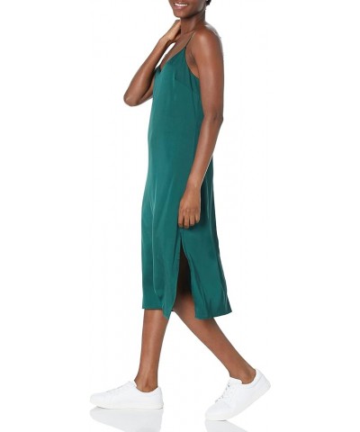 Women's Ana Silky V-Neck Midi Slip Dress Green $23.04 Dresses