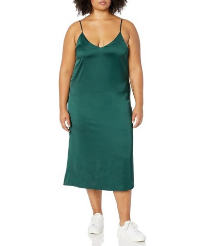 Women's Ana Silky V-Neck Midi Slip Dress Green $23.04 Dresses