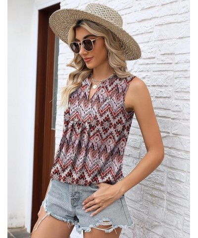 Women's 2024 Summer Sleeveless V Neck Tank Tops Loose Fit Flowy Blouses Dressy Casual Pleated Tunic T Shirts Pink Square $10....