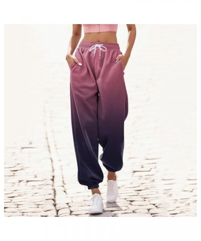 Women's Sweatpants with Pockets Drawstring Jogger Pants Y2k Pants Women High Waisted Cotton Warm Winter Pants Z1-a-1-watermel...