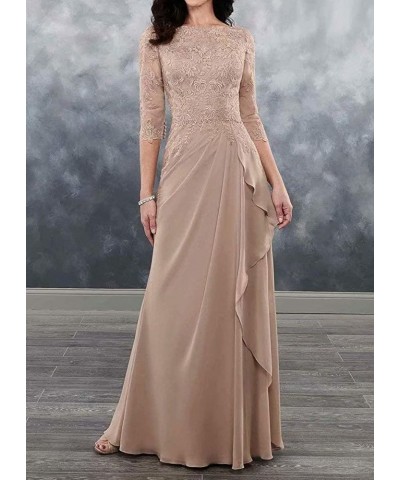 Boat Neck 3/4 Long Sleeve Mother of The Bride Dresses for Wedding Guest Modest Mother of Groom Dress with Ruffles Coral $23.9...