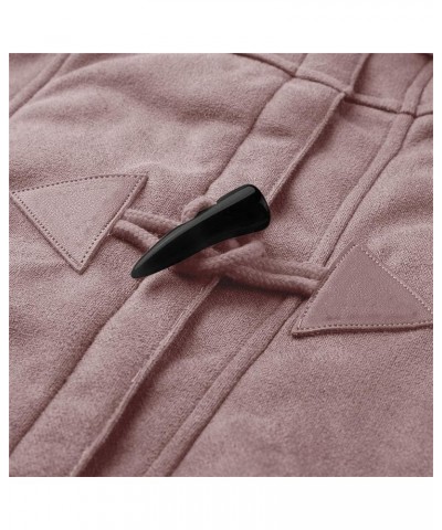 Women's Winter Warm Sherpa Lined Jackets Soft Fuzzy Fleece Long Hoodie Sweatshirt Horn Button Coats for Cold Weather Pink $13...