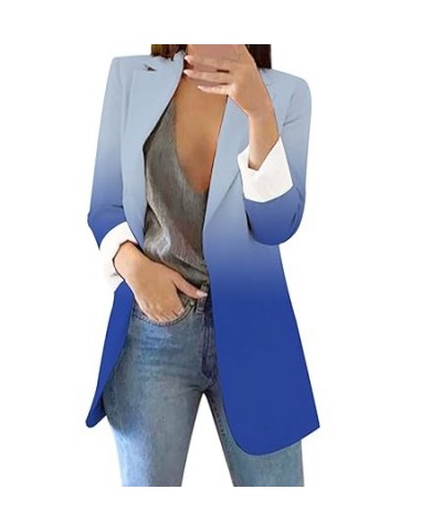 Vest Women's Printed Cardigan Formal Suit Long Sleeve Lapels Business Office Jacket Coat Blouse Vest (Orange, L) XX-Large Blu...