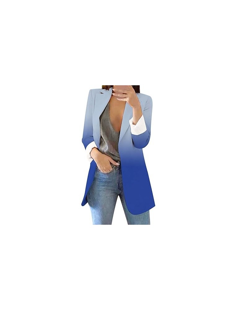 Vest Women's Printed Cardigan Formal Suit Long Sleeve Lapels Business Office Jacket Coat Blouse Vest (Orange, L) XX-Large Blu...