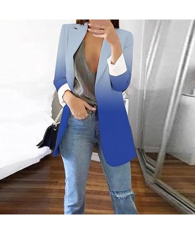 Vest Women's Printed Cardigan Formal Suit Long Sleeve Lapels Business Office Jacket Coat Blouse Vest (Orange, L) XX-Large Blu...