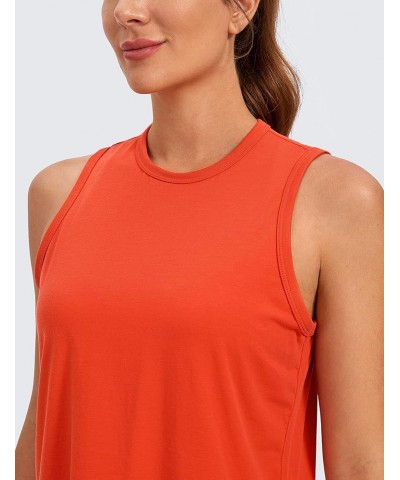 Pima Cotton Cropped Tank Tops for Women High Neck Crop Workout Tops Sleeveless Athletic Gym Shirts Brick Orange $11.75 Active...