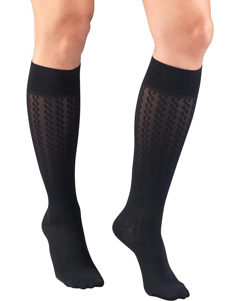 Compression Socks, 15-20 mmHg, Knit Women's Dress Socks, Knee High Over Calf Length Cable Knit Navy Cable Knit $7.16 Socks