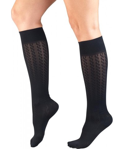 Compression Socks, 15-20 mmHg, Knit Women's Dress Socks, Knee High Over Calf Length Cable Knit Navy Cable Knit $7.16 Socks