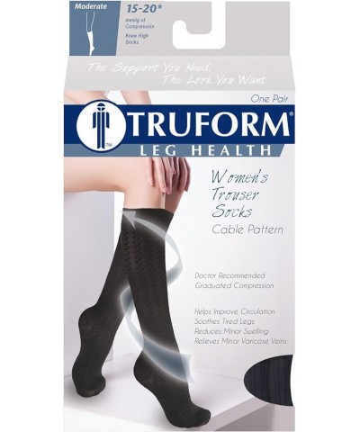 Compression Socks, 15-20 mmHg, Knit Women's Dress Socks, Knee High Over Calf Length Cable Knit Navy Cable Knit $7.16 Socks