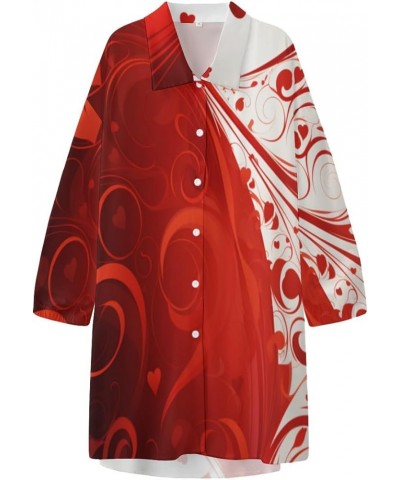 Womens Satin Night Gowns Long-Sleeved Button Down Printed Satin Casual Shirt Love10 $24.59 Sleep & Lounge