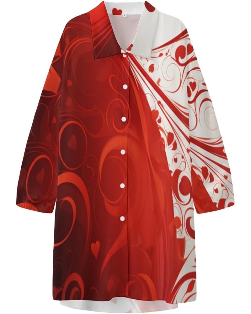 Womens Satin Night Gowns Long-Sleeved Button Down Printed Satin Casual Shirt Love10 $24.59 Sleep & Lounge