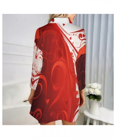 Womens Satin Night Gowns Long-Sleeved Button Down Printed Satin Casual Shirt Love10 $24.59 Sleep & Lounge