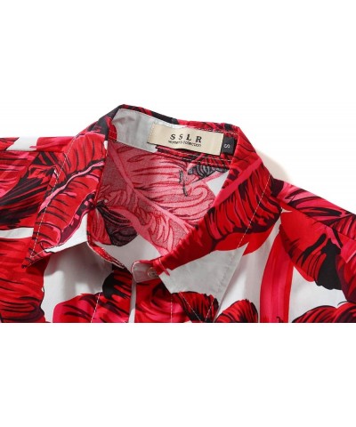 Womens Hawaiian Shirts Short Sleeve Blouses Casual Button Down Shirts for Women Red Pinapple $12.72 Blouses