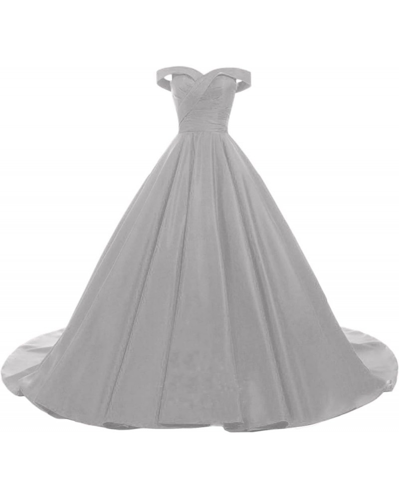 Women's Off Shoulder Ball Gown Satin Quinceanera Dresses Prom Dress Princess Dresses Formal Gowns Grey $42.68 Dresses