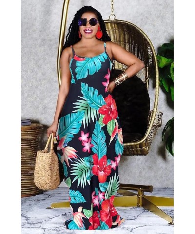 Women's Summer Plus Size Hawaiian Dresses Tie Dye Spaghetti Strap Maxi Dress Beach Boho Sundress Red&green $14.35 Dresses