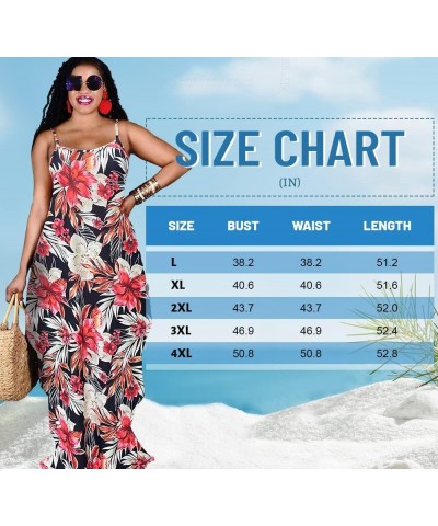 Women's Summer Plus Size Hawaiian Dresses Tie Dye Spaghetti Strap Maxi Dress Beach Boho Sundress Red&green $14.35 Dresses