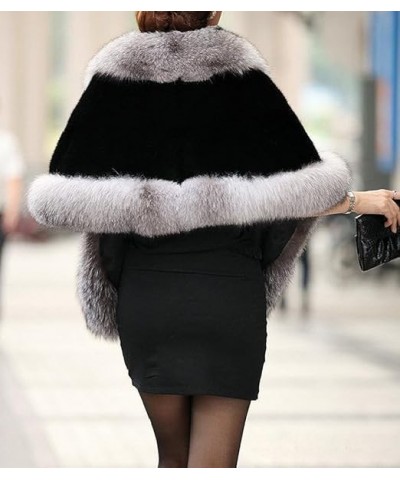 Women's Luxury Party Faux Fox Fur Long Shawl Cloak Cape for Winter Whiter A One Size B-dark Grey $28.61 Coats