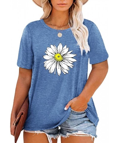 Women Plus Size Tops Daisy Graphic Tee Shirts Casual Cute Dandelion Tshirt Plus Size Clothes Tops A-blue 1 $8.24 Tops