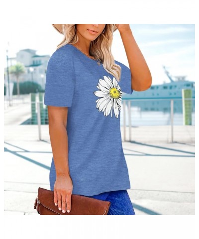 Women Plus Size Tops Daisy Graphic Tee Shirts Casual Cute Dandelion Tshirt Plus Size Clothes Tops A-blue 1 $8.24 Tops