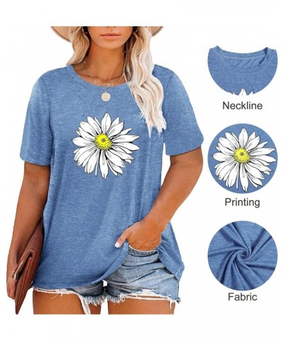 Women Plus Size Tops Daisy Graphic Tee Shirts Casual Cute Dandelion Tshirt Plus Size Clothes Tops A-blue 1 $8.24 Tops