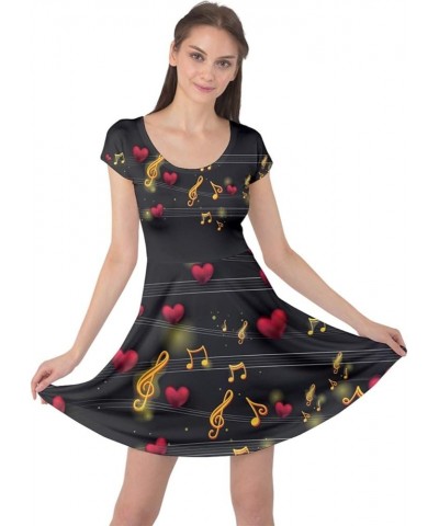 Women's Fashion Happy Valentines Day Love Cupid Pattern Short Sleeve Dress, XS-5XL Music Dark Gray $15.00 Dresses