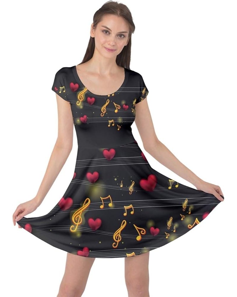 Women's Fashion Happy Valentines Day Love Cupid Pattern Short Sleeve Dress, XS-5XL Music Dark Gray $15.00 Dresses