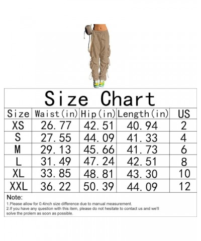 Baggy Parachute Pants for Women& Girls Drawstring Elastic Low Waist Ruched Cargo Pants Multiple Pockets Jogger Y2K Khaki $12....