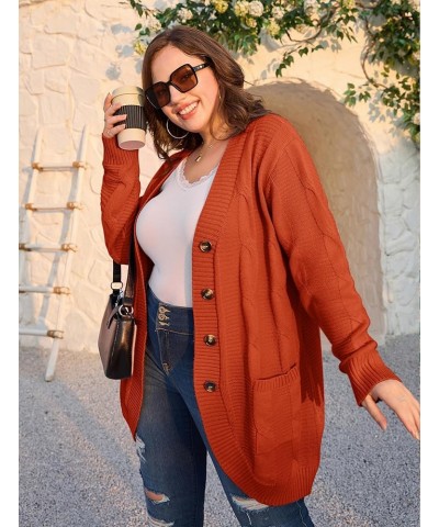 Women's Button Down Cardigans Plus Size Long Sleeve Open Front Knit Sweater Outerwear Twisted-rust $22.54 Sweaters