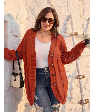 Women's Button Down Cardigans Plus Size Long Sleeve Open Front Knit Sweater Outerwear Twisted-rust $22.54 Sweaters