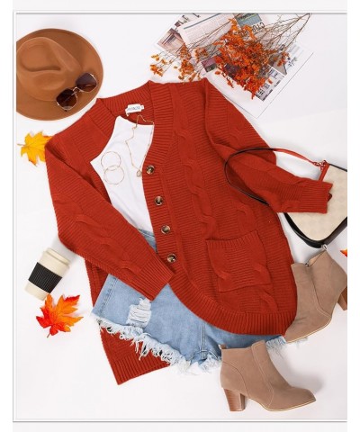 Women's Button Down Cardigans Plus Size Long Sleeve Open Front Knit Sweater Outerwear Twisted-rust $22.54 Sweaters