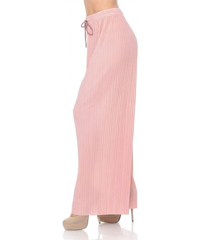 Womens Solid Waistband Long Pleated Chiffon Palazzo Pants Mauve $13.43 Pants